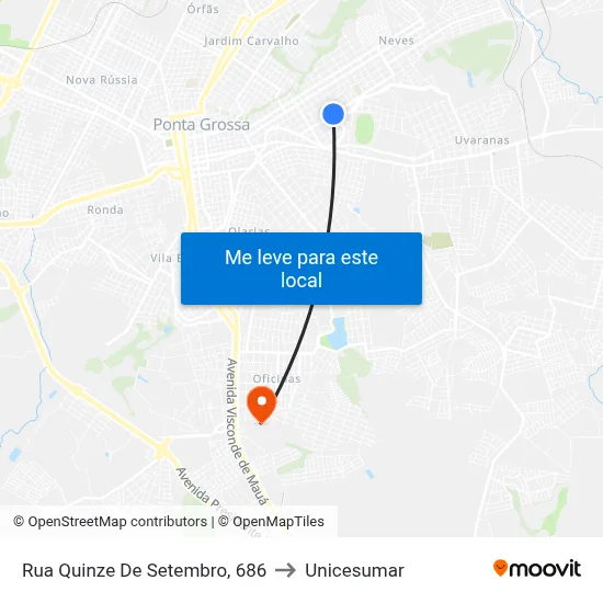 Rua Quinze De Setembro, 686 to Unicesumar map
