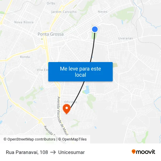 Rua Paranavaí, 108 to Unicesumar map