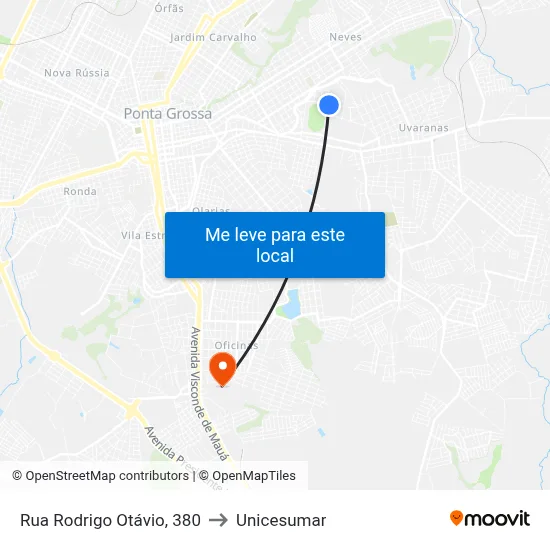 Rua Rodrigo Otávio, 380 to Unicesumar map