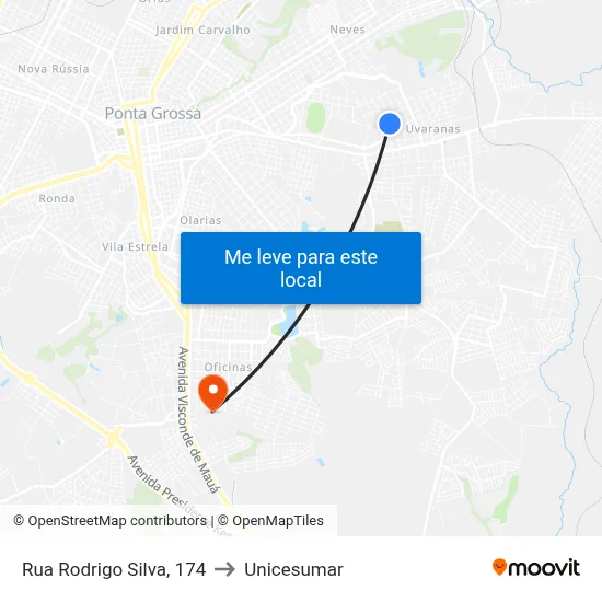 Rua Rodrigo Silva, 174 to Unicesumar map