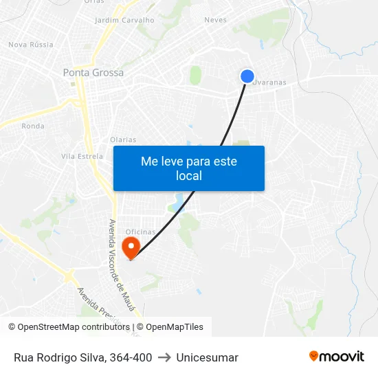 Rua Rodrigo Silva, 364-400 to Unicesumar map