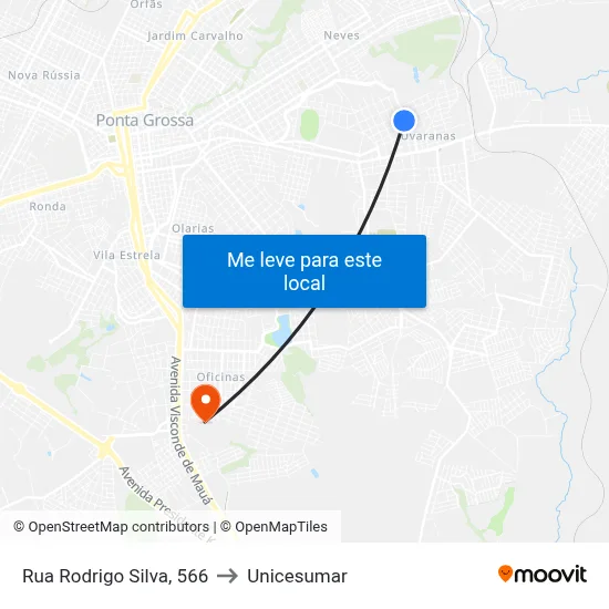 Rua Rodrigo Silva, 566 to Unicesumar map