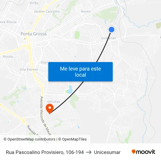 Rua Pascoalino Provisiero, 106-194 to Unicesumar map