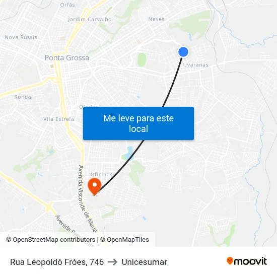 Rua Leopoldó Fróes, 746 to Unicesumar map