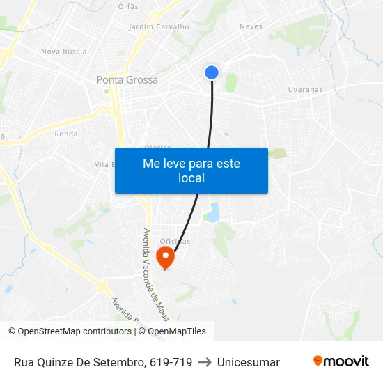 Rua Quinze De Setembro, 619-719 to Unicesumar map