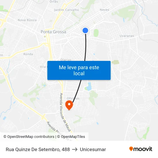 Rua Quinze De Setembro, 488 to Unicesumar map
