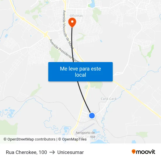 Rua Cherokee, 100 to Unicesumar map