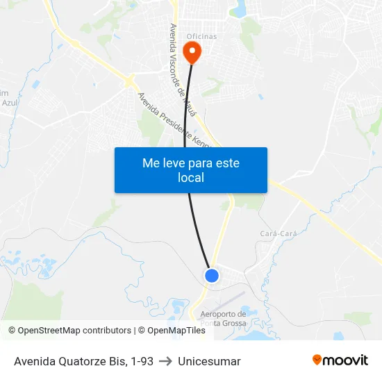 Avenida Quatorze Bis, 1-93 to Unicesumar map