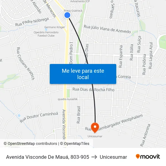 Avenida Visconde De Mauá, 803-905 to Unicesumar map