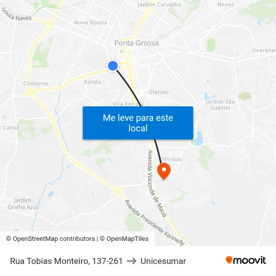 Rua Tobias Monteiro, 137-261 to Unicesumar map