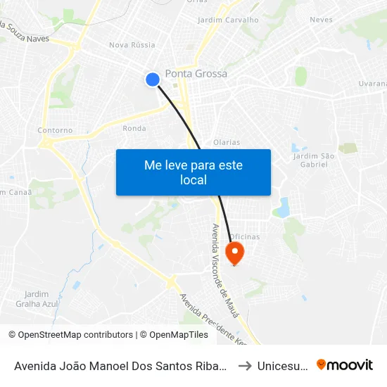 Avenida João Manoel Dos Santos Ribas, 610-632 to Unicesumar map