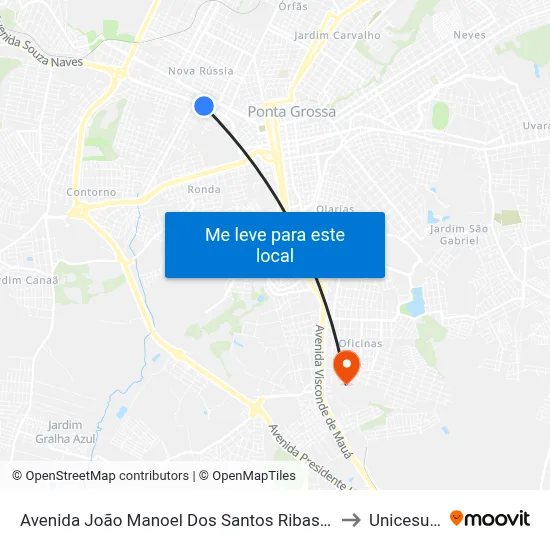 Avenida João Manoel Dos Santos Ribas, 1013-1081 to Unicesumar map