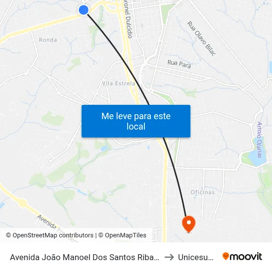 Avenida João Manoel Dos Santos Ribas, 103 to Unicesumar map
