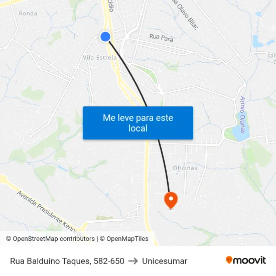 Rua Balduíno Taques, 582-650 to Unicesumar map