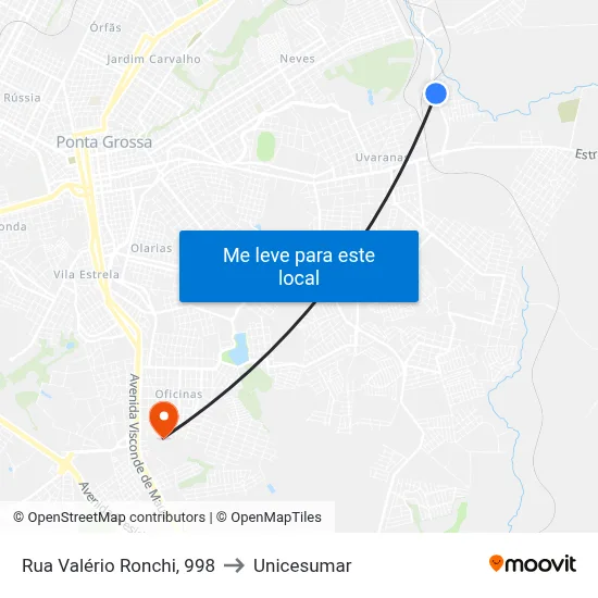 Rua Valério Ronchi, 998 to Unicesumar map