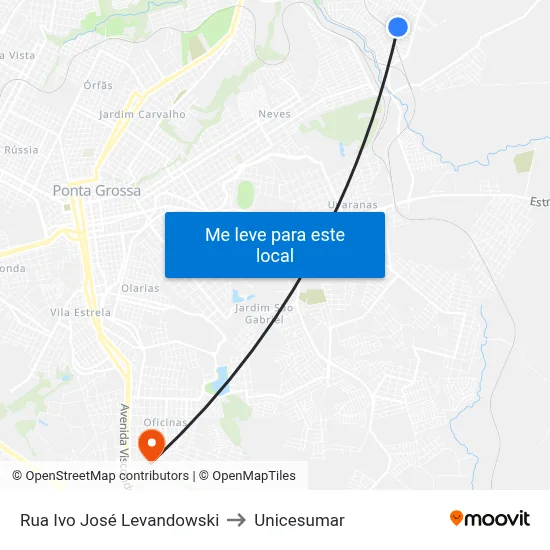 Rua Ivo José Levandowski to Unicesumar map