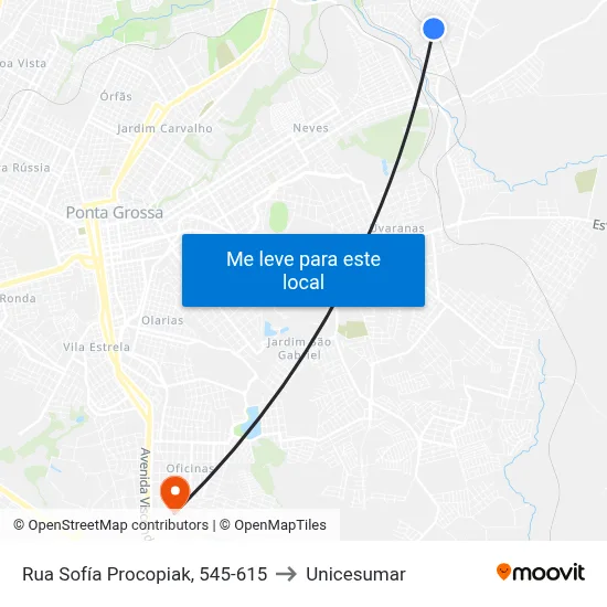 Rua Sofía Procopiak, 545-615 to Unicesumar map