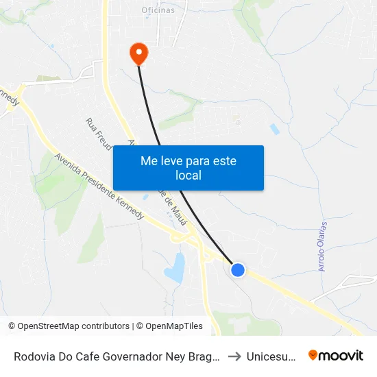 Rodovia Do Cafe Governador Ney Braga, 130 to Unicesumar map