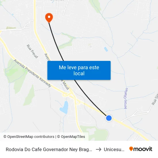 Rodovia Do Cafe Governador Ney Braga, 3587 to Unicesumar map