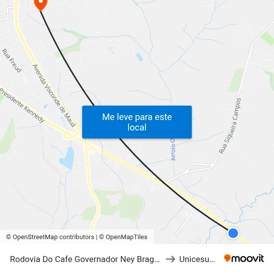 Rodovia Do Cafe Governador Ney Braga, 230 to Unicesumar map