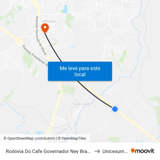 Rodovia Do Cafe Governador Ney Braga to Unicesumar map