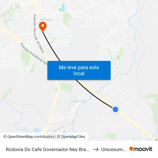 Rodovia Do Cafe Governador Ney Braga to Unicesumar map