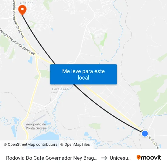 Rodovia Do Cafe Governador Ney Braga, 3917 to Unicesumar map