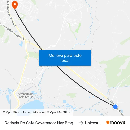 Rodovia Do Cafe Governador Ney Braga, 227 to Unicesumar map