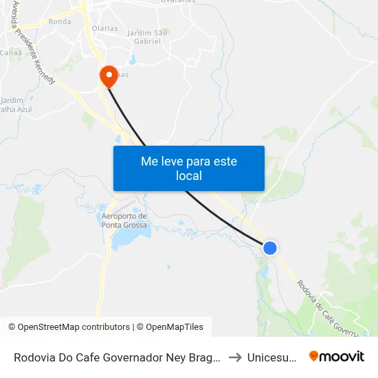 Rodovia Do Cafe Governador Ney Braga, 324 to Unicesumar map