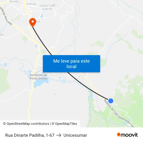 Rua Dinarte Padilha, 1-67 to Unicesumar map