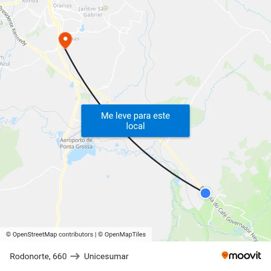 Rodonorte, 660 to Unicesumar map