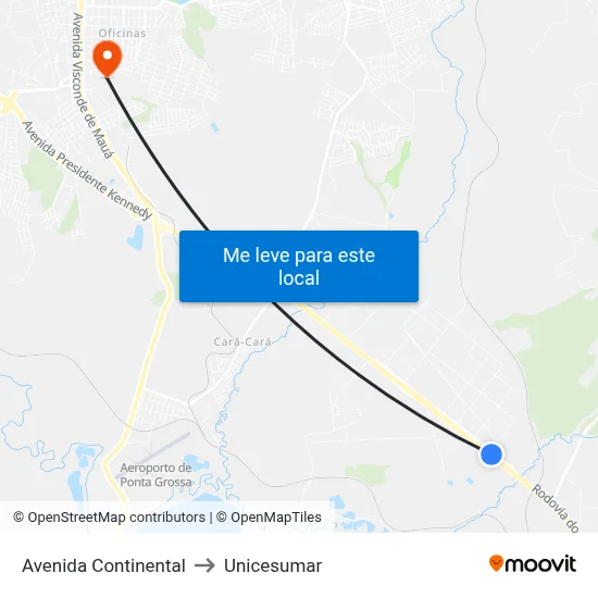 Avenida Continental to Unicesumar map