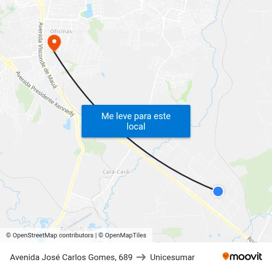 Avenida José Carlos Gomes, 689 to Unicesumar map
