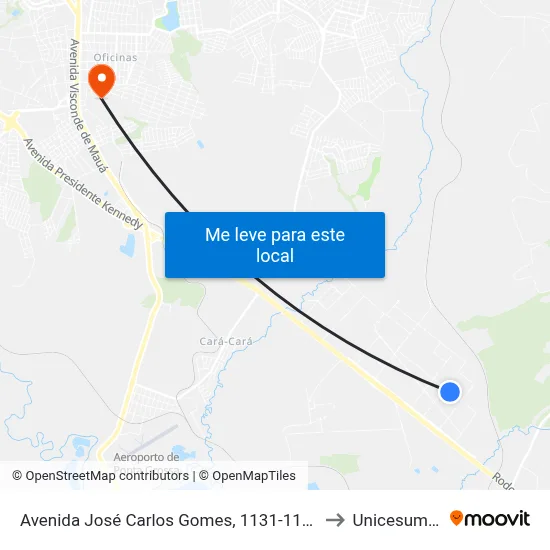 Avenida José Carlos Gomes, 1131-1183 to Unicesumar map