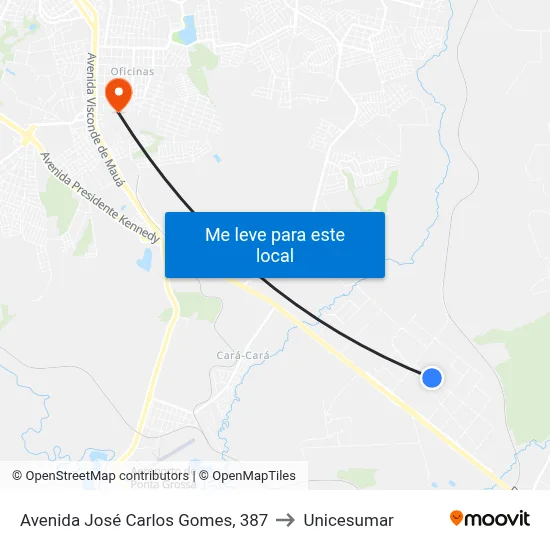 Avenida José Carlos Gomes, 387 to Unicesumar map