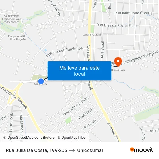 Rua Júlia Da Costa, 199-205 to Unicesumar map