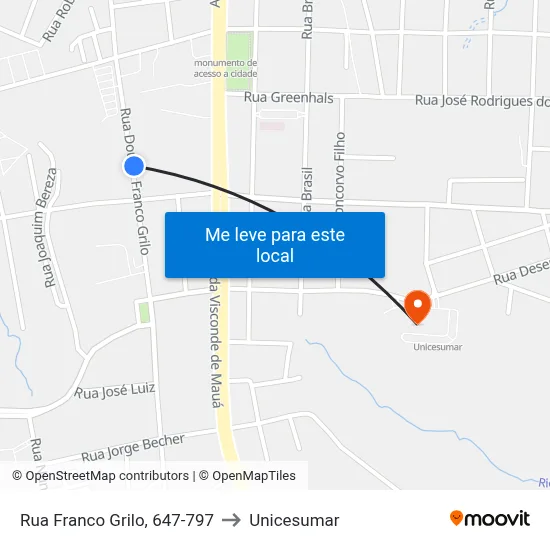 Rua Franco Grilo, 647-797 to Unicesumar map