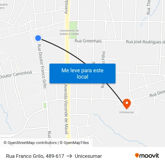 Rua Franco Grilo, 489-617 to Unicesumar map