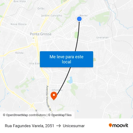 Rua Fagundes Varela, 2051 to Unicesumar map