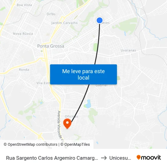 Rua Sargento Carlos Argemiro Camargo, 260 to Unicesumar map