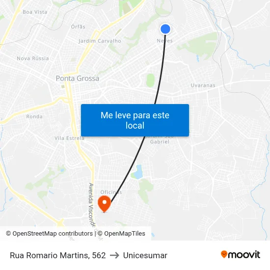 Rua Romario Martins, 562 to Unicesumar map