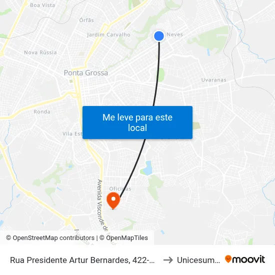 Rua Presidente Artur Bernardes, 422-460 to Unicesumar map