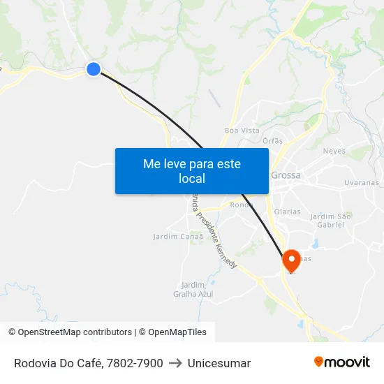 Rodovia Do Café, 7802-7900 to Unicesumar map
