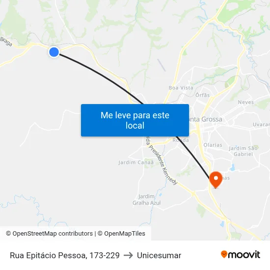 Rua Epitácio Pessoa, 173-229 to Unicesumar map