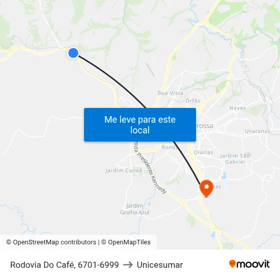Rodovia Do Café, 6701-6999 to Unicesumar map