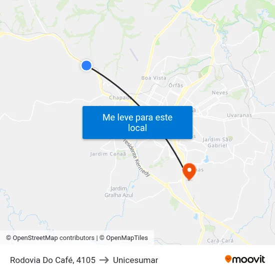 Rodovia Do Café, 4105 to Unicesumar map