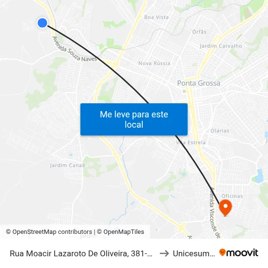 Rua Moacir Lazaroto De Oliveira, 381-561 to Unicesumar map
