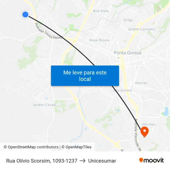 Rua Olívio Scorsim, 1093-1237 to Unicesumar map