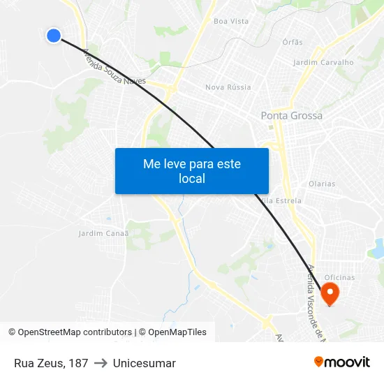 Rua Zeus, 187 to Unicesumar map