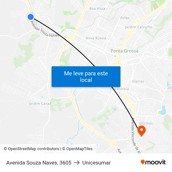 Avenida Souza Naves, 3605 to Unicesumar map